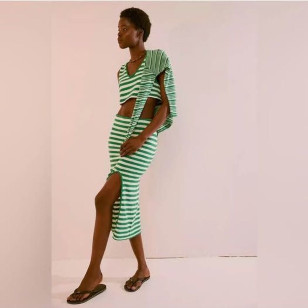 NEW Free People Striped Knit Maxi Skirt, Tank and Long Sleeve Top Set XL